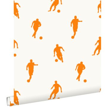 carta da parati giocatori di calcio arancione e bianco di ESTAhome