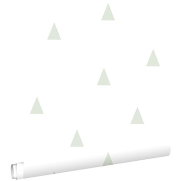 carta da parati piccoli triangoli grafici verde menta e bianco di ESTAhome