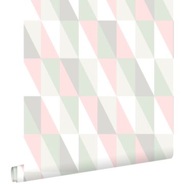 carta da parati triangoli grafici rosa chiaro e verde menta di ESTAhome