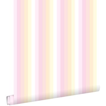carta da parati strisce arcobaleno rosa chiaro e beige da ESTA home