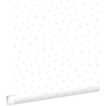 carta da parati fiocci di neve irregolari polka dots rosa chiaro e bianco di ESTAhome