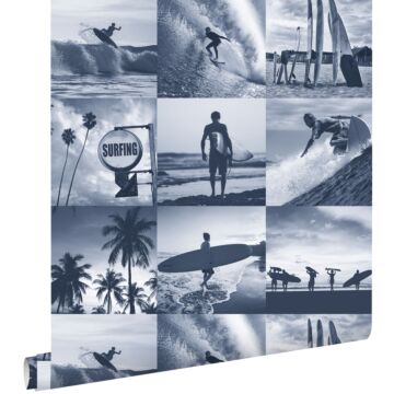 carta da parati foto di surfisti blu scuro di ESTAhome