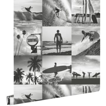 carta da parati foto di surfisti grigio scuro da ESTA home