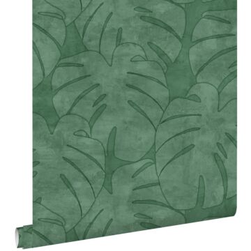 carta da parati foglie di monstera verde scuro di ESTAhome