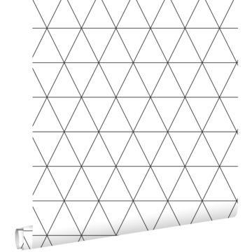carta da parati triangoli grafici bianco e nero di ESTAhome