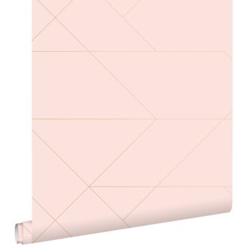 carta da parati linee grafiche rosa tenue e oro di ESTAhome