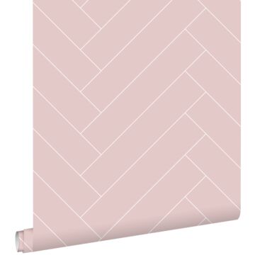carta da parati spina di pesce rosa veccho e bianco di ESTAhome