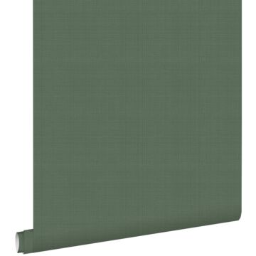carta da parati struttura di lino verde oliva grigiastro di ESTAhome