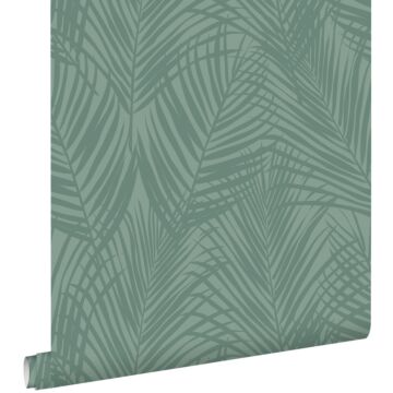 carta da parati foglie di palma verde mare grigiastro di ESTAhome