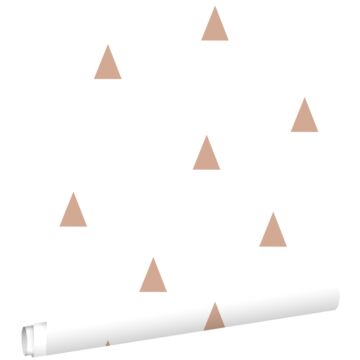 carta da parati piccoli triangoli grafici bianco e terracotta chiara di ESTAhome