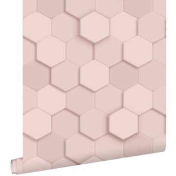 carta da parati stampa esagonale 3d rosa chiaro di ESTAhome