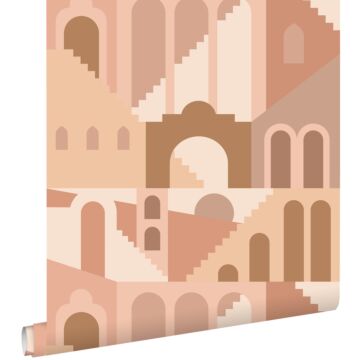 carta da parati case mediterranee rosa terracotta di ESTAhome