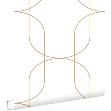 carta da parati forme geometriche bianco e oro di ESTAhome