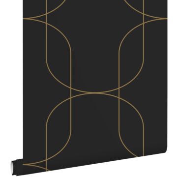 carta da parati forme geometriche nero e oro di ESTAhome