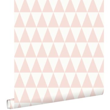 carta da parati triangolo geometrico grafico rosa pesca di ESTAhome