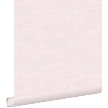 carta da parati liscia con effetto struttura di lino tessuto rosa chiaro da ESTA home