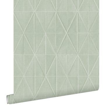 carta da parati tessuto non tessuto struttura eco motivo origami verde celadon di ESTAhome