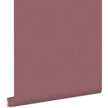 carta da parati liscia con effetto struttura di lino tessuto rosso bordeaux intenso di ESTAhome