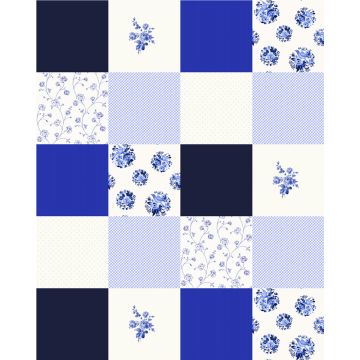 patchwork di carta da parati patchwork blu indigo di ESTAhome