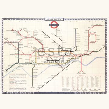 fotomurale Mappa della metropolitana di Londra beige, rosso e blu di ESTAhome