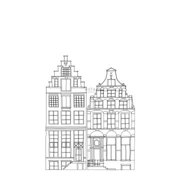 fotomurale case dei canali di Amsterdam disegnate nero e bianco da ESTA home