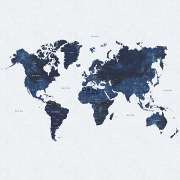 fotomurale mappa del mondo vintage con struttura jeans denim blu da ESTA home