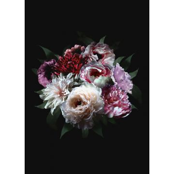 fotomurale mazzo di fiori multi colore su nero da ESTA home