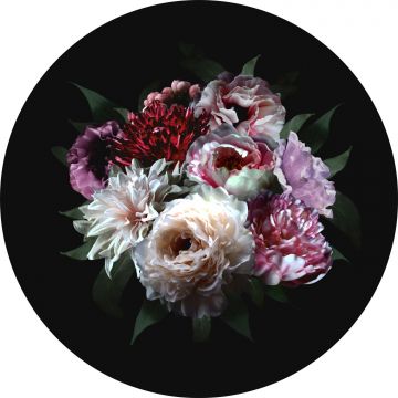 fotomurale autoadhesivo tondo mazzo di fiori multicolore e nero da ESTA home