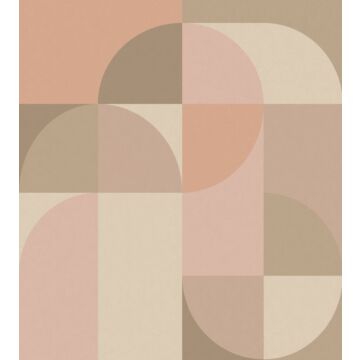 fotomurale motivo geometrico in stile Bauhaus rosa e beige di ESTAhome