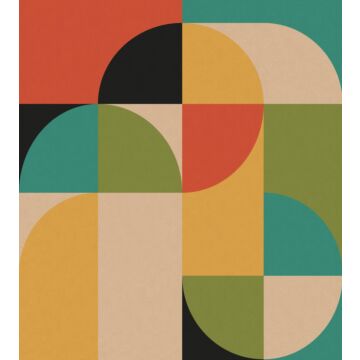 fotomurale motivo geometrico in stile Bauhaus colorata di ESTAhome