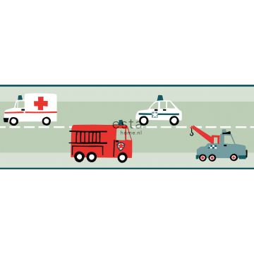 bordo adesivo auto, camion dei pompieri, elicotteri e gru verde menta, rosso e bianco di ESTAhome