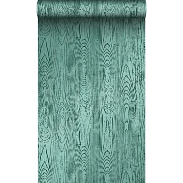 carta da parati tavole di legno con grano di legno verde smeraldo di Origin Wallcoverings
