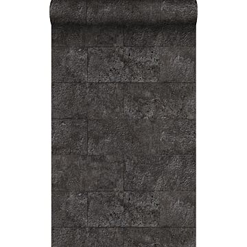 carta da parati blocchi di calcare in apparecchio semi-mattoni nero scuro di Origin Wallcoverings