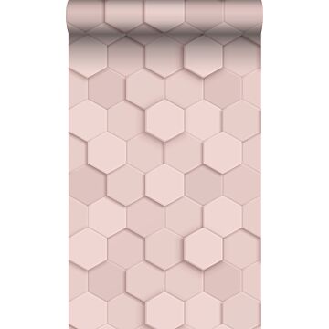 carta da parati tessuto non tessuto struttura eco stampa esagonale 3d rosa chiaro di Origin Wallcoverings