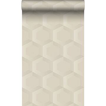 carta da parati tessuto non tessuto struttura eco stampa esagonale 3d beige chiaro di Origin Wallcoverings