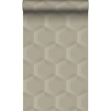 carta da parati tessuto non tessuto struttura eco stampa esagonale 3d beige sabbia di Origin Wallcoverings