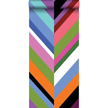 carta da parati XXL in TNT zigzag chevrons multicolore di Origin Wallcoverings