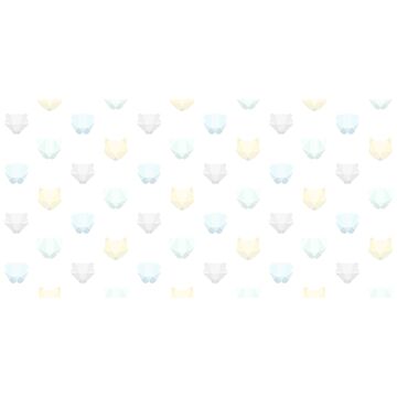 fotomurale teste animali origami verde menta pastello chiaro, blu celeste pastello chiaro, giallo pastello chiaro, grigio caldo chiaro e bianco opaco di Origin Wallcoverings
