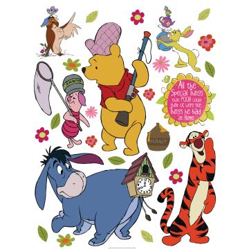 adesivo da parete Winnie the Pooh giallo, blu, arancione e rosa di Disney