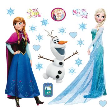 adesivo da parete Frozen Anna & Elsa blu e viola di Disney