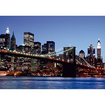 fotomurale Ponte di Brooklyn Nueva York blu, arancione e marrone di Sanders & Sanders
