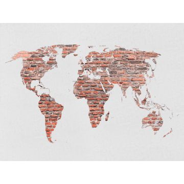 fotomurale mappa del mondo arancione, marrone e bianco da Sanders & Sanders