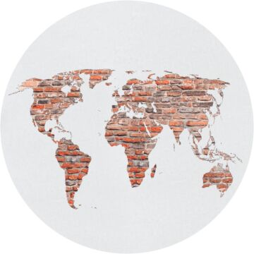 fotomurale autoadhesivo tondo mappa del mondo marrone ruggine, grigio e bianco di Sanders & Sanders