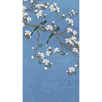 fotomurale rami in fiore blu grigrio di Sanders & Sanders
