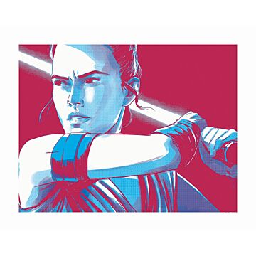 poster Star Wars Faces Rey rosso e blu di Komar