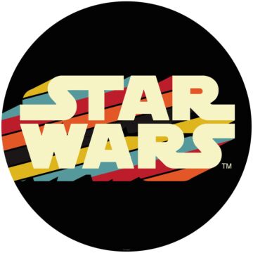 fotomurale autoadhesivo tondo Star Wars Typeface multi colore su nero di Komar