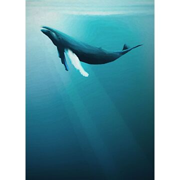 fotomurale Artsy Humpback Whale blu di Komar