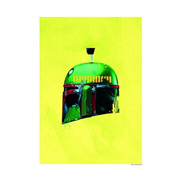 poster Star Wars Classic Helmets Boba Fett giallo e verde di Sanders & Sanders
