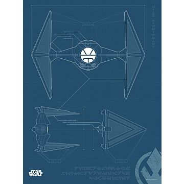 poster Star Wars Blueprint Sith TIE-Fighter blu scuro di Sanders & Sanders