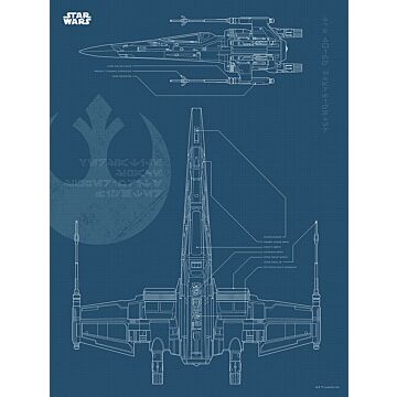 poster Star Wars Blueprint X-Wing blu scuro di Sanders & Sanders